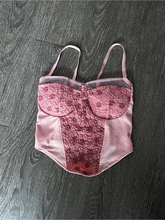 Other - Pink Lace Satin Bustier Bodysuit - Women's Intimates